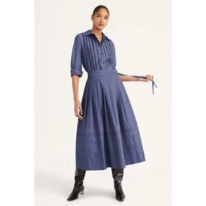 Merlette Aparejo Wrap Midi Skirt Pintuck High Waisted Pleated Cotton S 278076